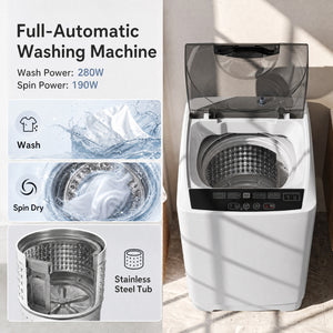 9.93 lbs Full Automatic Washing Machine with 8 Preset Programs-Gray view 4