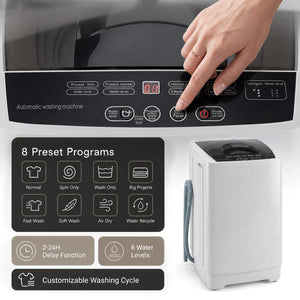 9.93 lbs Full Automatic Washing Machine with 8 Preset Programs-Gray view 5