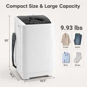 9.93 lbs Full Automatic Washing Machine with 8 Preset Programs-White view 3
