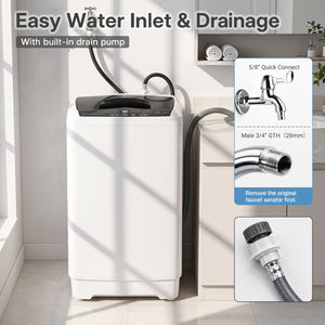 9.93 lbs Full Automatic Washing Machine with 8 Preset Programs-White view 6