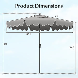 9 Feet Patio Umbrella with Crank Handle and Push Button Tilt-Gray view 4