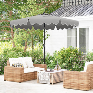9 Feet Patio Umbrella with Crank Handle and Push Button Tilt-Gray view 5