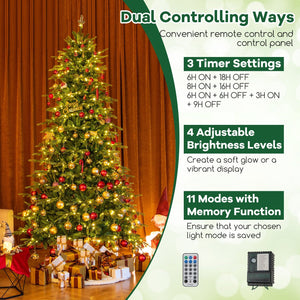 9 Feet Pre-Lit Artificial Christmas Tree with Warm White LED Lights view 8