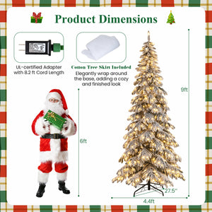 9 Feet Pre-Lit Artificial Xmas Tree Hinged Xmas Tree with Quick Power Connectors view 4