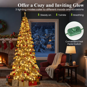9 Feet Pre-Lit Artificial Xmas Tree Hinged Xmas Tree with Quick Power Connectors view 7