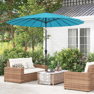 9 Feet Round Patio Umbrella with 18 Fiberglass Ribs-Turquoise view 2