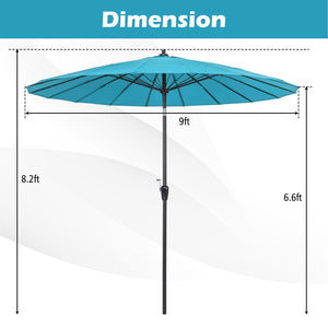 9 Feet Round Patio Umbrella with 18 Fiberglass Ribs-Turquoise view 5