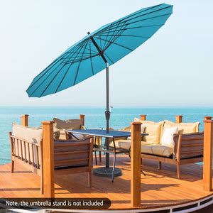 9 Feet Round Patio Umbrella with 18 Fiberglass Ribs-Turquoise view 6