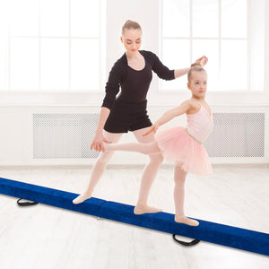 9 FT Folding Gymnastics Balance Beam with Anti-slip Base and Pine Wood Frame-Blue view 3