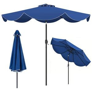 9 FT Patio Umbrella with Crank Handle and Push Button Tilt-Navy view 4