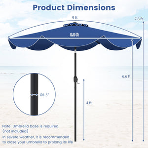 9 FT Patio Umbrella with Crank Handle and Push Button Tilt-Navy view 5