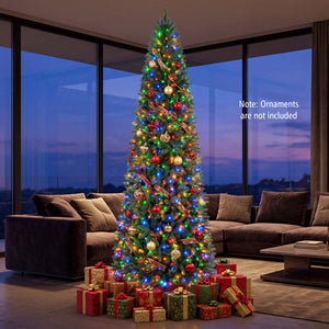 9 FT Pencil Alpine Christmas Tree with 1345 Full Branch Tips and 550 Dual-Color LED Lights view 5