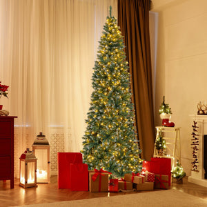 9 FT Pre-Lit Artificial Christmas Tree with 1298 Snowy Branch Tips view 3