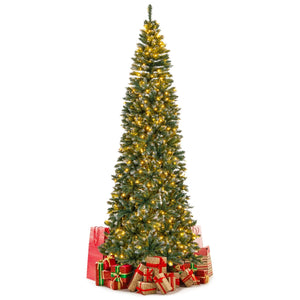 9 FT Pre-Lit Artificial Christmas Tree with 1298 Snowy Branch Tips view 4
