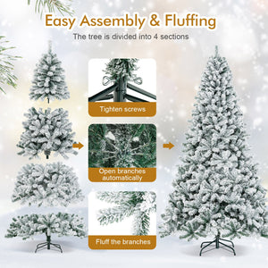 9 Feet Artificial Christmas Tree with Premium Snow Flocked Hinged view 8