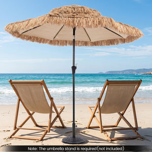 9 FT Solar Thatched Tiki Umbrella with 96 Multi-colored Flowing Lights and 12 Modes-Beige view 2