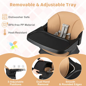 9-in-1 Convertible High Chair with Solid Wood Legs for Babies and Toddlers-Black view 8