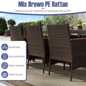 9 Piece Outdoor Dining Set with Acacia Wood Table Top-Navy view 7
