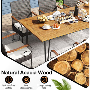 9 Pieces Outdoor Patio Dining Set with Soft Cushions and Umbrella Hole view 7