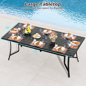 9 Pieces Patio Dining Set for 8 Stackable Chairs and Outdoor Rectangular Table-Black view 9