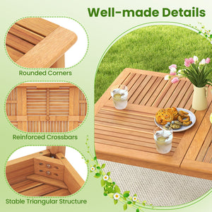 9-Pieces Patio Dining Table Set Wood Rectangular Dining Table with 8 Chairs and Slatted Tabletop view 8