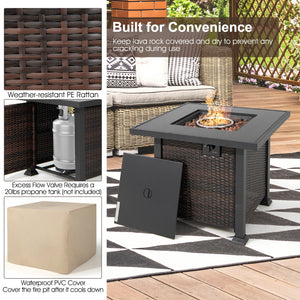 9 Pieces Patio Furniture Set with 32ā Fire Pit Table and 50000 BTU Square Propane Fire Pit-White view 8