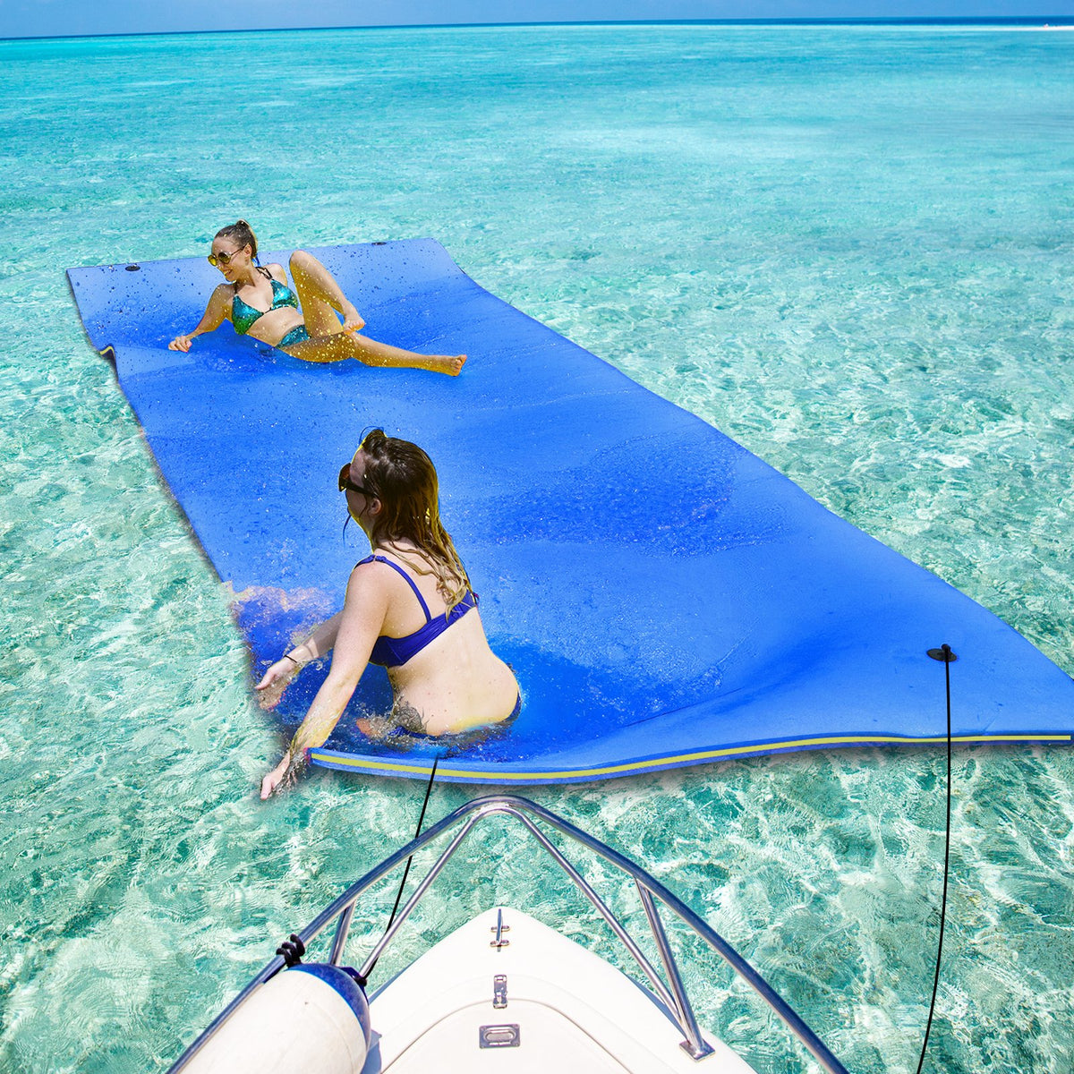 9' x 6' 3 Layer Floating Water Pad Foam Mat -Blue view 2