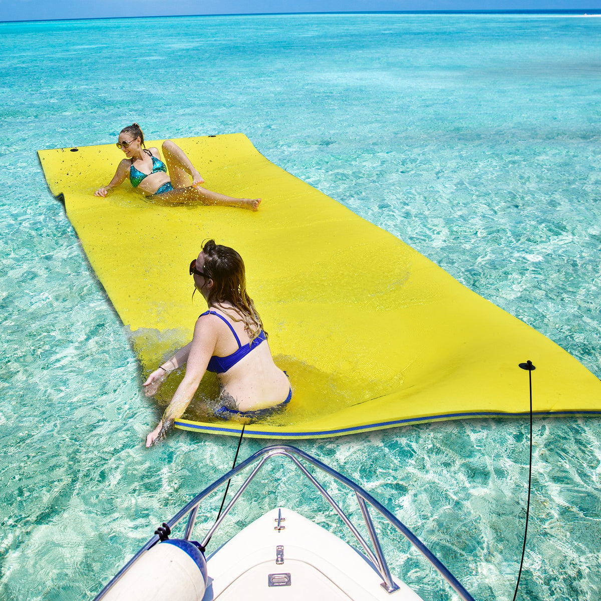 9' x 6' 3 Layer Floating Water Pad Foam Mat -Yellow view 2