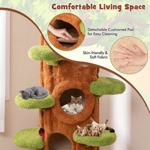 90.5 Inch Tall Multifunctional Cat Tree with Private Condos for Indoor Cats-Brown view 9