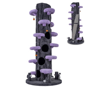 90.5 Inch Tall Multifunctional Cat Tree with Private Condos for Indoor Cats-Purple view 3
