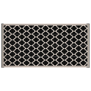 Reversible Outdoor RV Rug, 9' x 18' Patio Floor Mat, Plastic Straw Rug for Backyard, Deck, Picnic, Beach, Camping, Black and Beige
