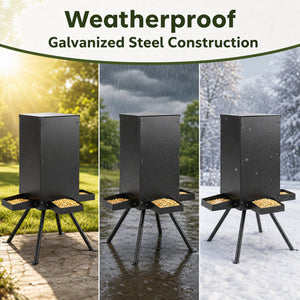 90LB Gravity Deer Feeder with 4 Feeding Trays and 4-Leg Stand-Black view 8