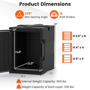 91 Qt Insulated Food Pan Carrier with Door Shafts-Black view 4