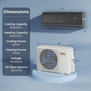 GreyVolt Series 9100 BTU 20.5 SEER2 115V WiFi Enabled Mini Split AC Compatible with Alexa Gray view 3