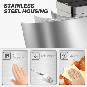 14.5 Gal (55 L) Sensor Can, Garbage Can with Soft-Close Butterfly Lid, Fingerprint-Proof Stainless Steel, Silver
