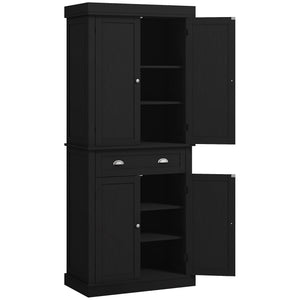 Long Standing Kitchen Cabinet w/ 2 Drawers MDF Board, Wood Grain
