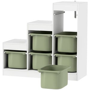 Qaba 3 Layers Toy Storage Organizer Kids Bookshelf Children Toy Storage w/ 6 Plastic Bins