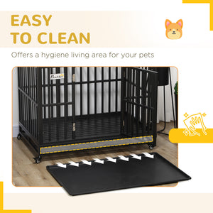 41" Heavy Duty Steel Dog Crate Kennel Pet Cage with Wheels for Convenient Access Anti-Pinching Floor, Black – view 13