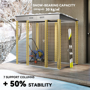 6 x 4FT Galvanized Garden Storage Shed, Metal Outdoor Shed with Double Doors and 2 Vents, Grey – view 18