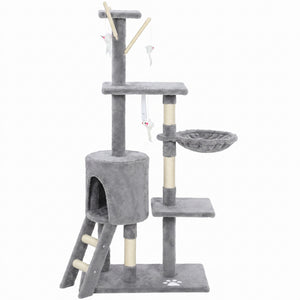 53" Cat Tree Tower, Kitten Activity Centre with Scratching Posts, Condo, Perches, Ladder, Hammock – view 29
