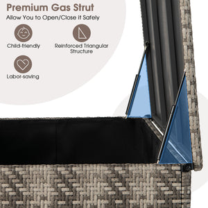 96 Gallon PE Wicker Outdoor Storage Box with 4 Wheels-Gray view 8