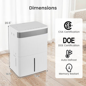 96 Pints Dehumidifier with 24H Timer and 3-Color Indicator-White view 3