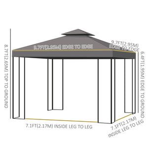 10' x 10' Patio Gazebo Outdoor, Canopy Shelter with Double-tier Roof, Pavilion Sidewalls for Garden Events – view 2