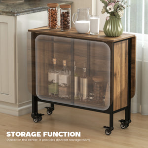 Folding Dining Table, Extendable Kitchen Table for Small Spaces with Storage Shelf and 6 Wheels – view 12