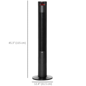 Freestanding Tower Fan Cooling for Home Bedroom with 3 Speed, 12h Timer, Oscillating, LED Panel, Remote Controller, Black