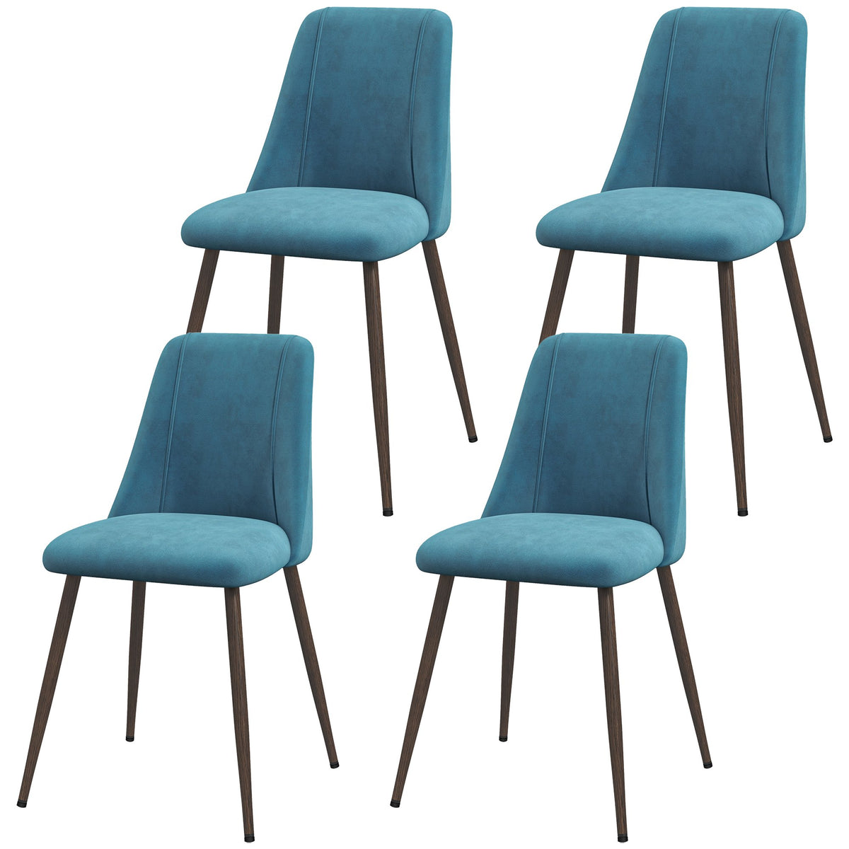 Upholstered Dining Chairs Set of 4, Velvet Accent Chair with Back and Wood-grain Steel Leg for Kitchen – view 2