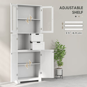 Floor Bathroom Storage Cabinet, Tall Bathroom Cabinet with Adjustable Shelves, for Kitchen, Living Room, White