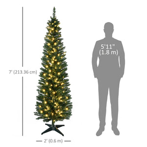 6' Pre Lit Artificial Pencil Christmas Trees, Xmas Tree with Realistic Branches and Warm White LED Lights – view 9