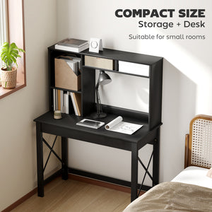 Computer Desk with Hutch, Home Office Table with Storage Shelves and Open Compartments for Writing, Work – view 18