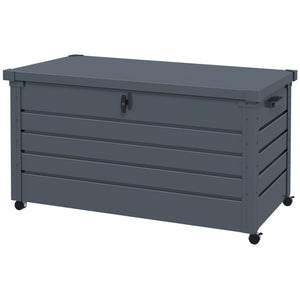 78 Gallon Garden Storage Box, Waterproof Outdoor Storage Container with Wheels and Handles, Dark Grey – view 8